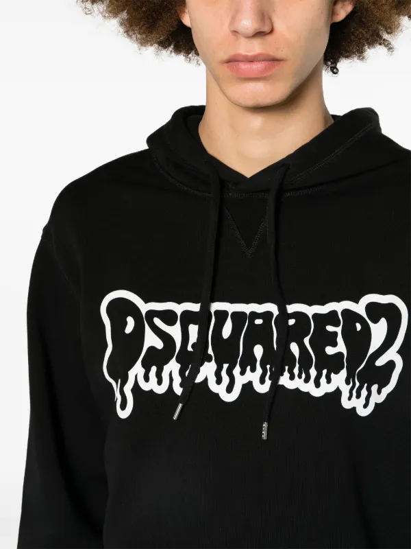 【D SQUARED2】ロゴプリント コットン パーカー フーディ DSQUARED2 logo-print Cotton Hoodie | Black | FARFETCH GE