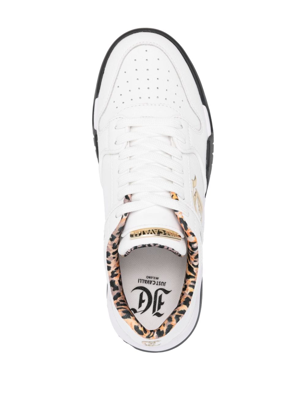Shop Just Cavalli Logo-plaque Leather Sneakers In White