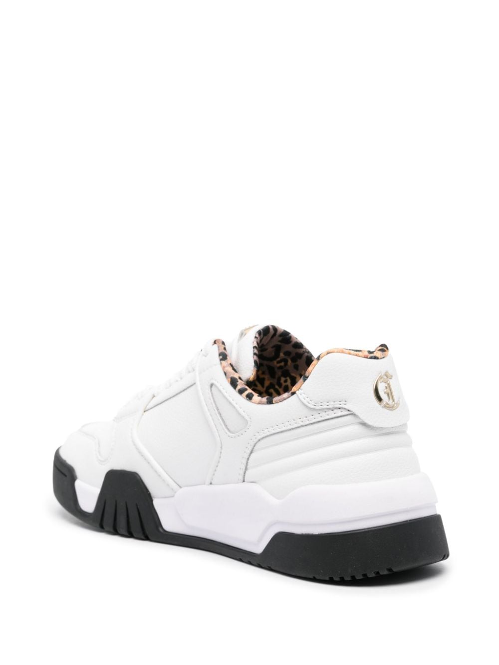 Shop Just Cavalli Logo-plaque Leather Sneakers In White