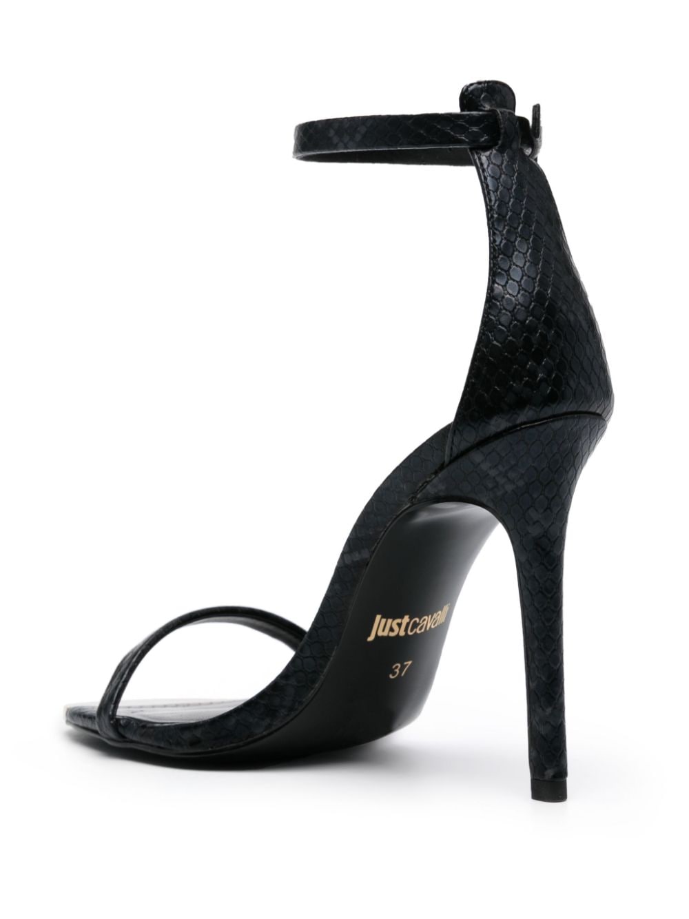 Shop Just Cavalli 115mm Snake-effect Sandals In Black