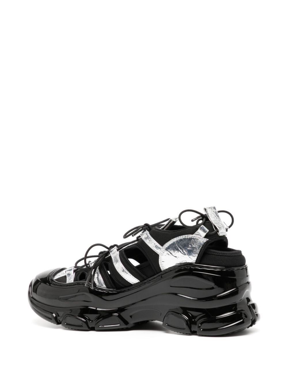Shop Simone Rocha Panelled-design Leather Sneakers In Black
