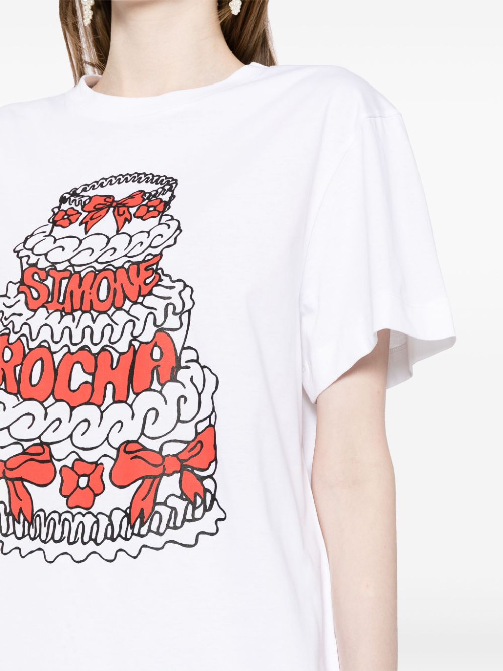Shop Simone Rocha Cake Graphic-print Cotton T-shirt In White