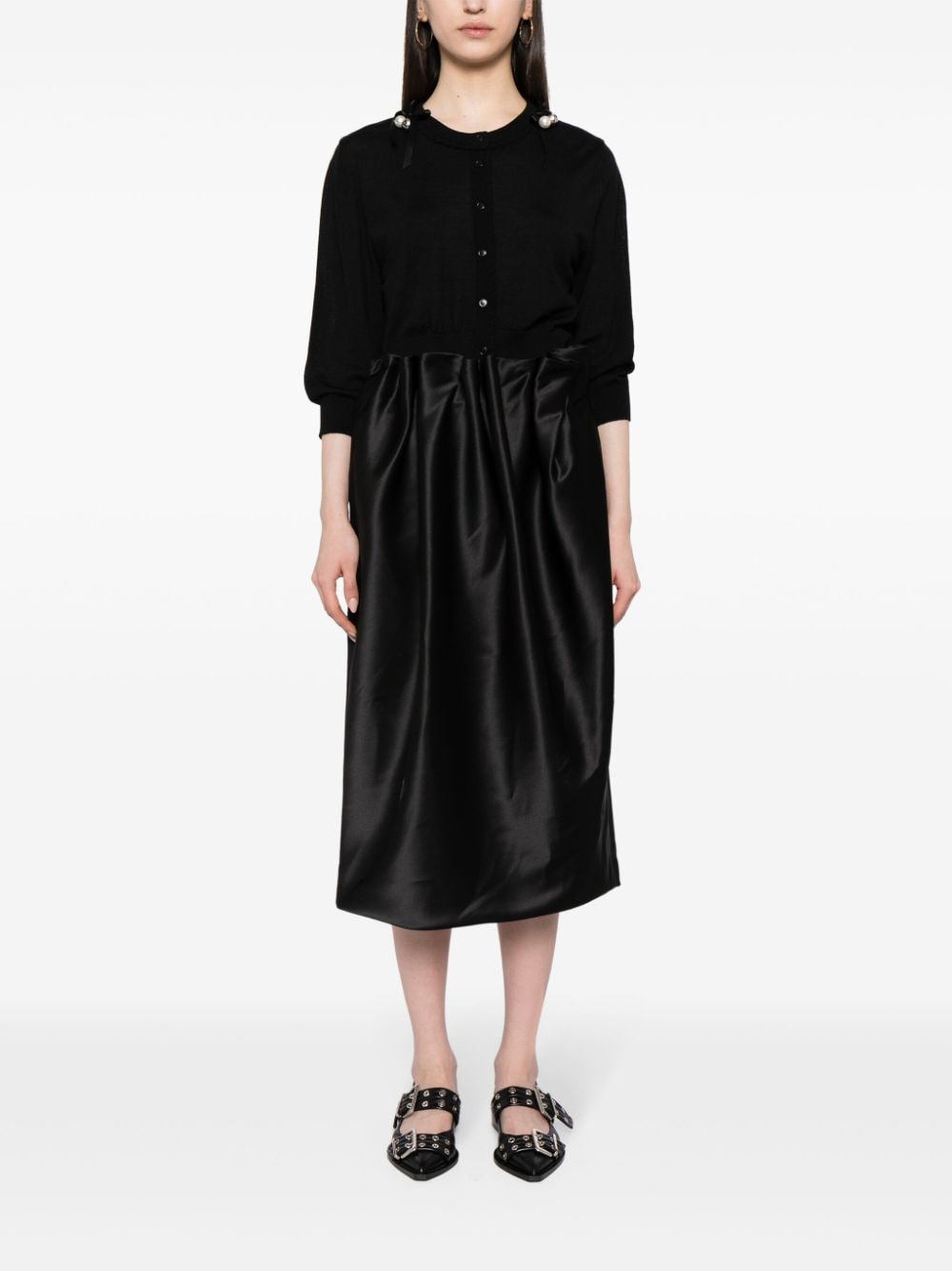 Shop Simone Rocha Bell Charm Wool-silk Cardigan In Black
