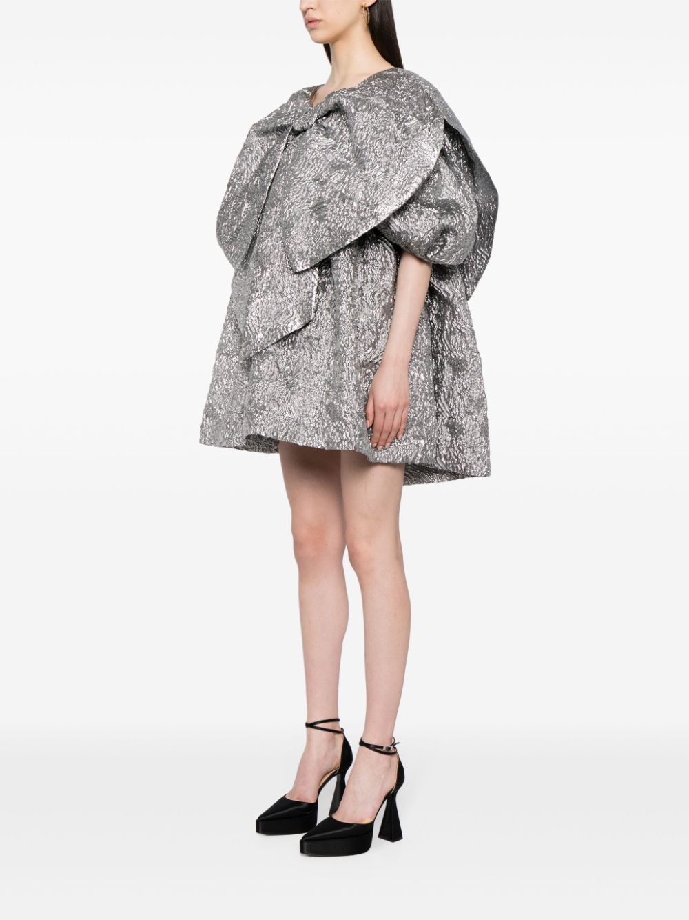 Simone Rocha Mini-jurk met dubbele strik Metallic