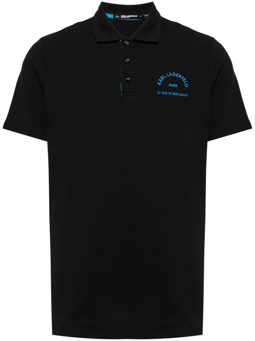 Karl Lagerfeld Logo-embroidered Organic Cotton Polo Shirt In Black