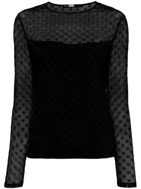 Karl Lagerfeld monogram-mesh T-shirt