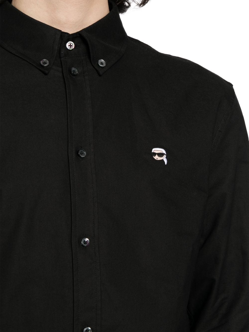 Shop Karl Lagerfeld Ikonik 2.0 Cotton Shirt In Black