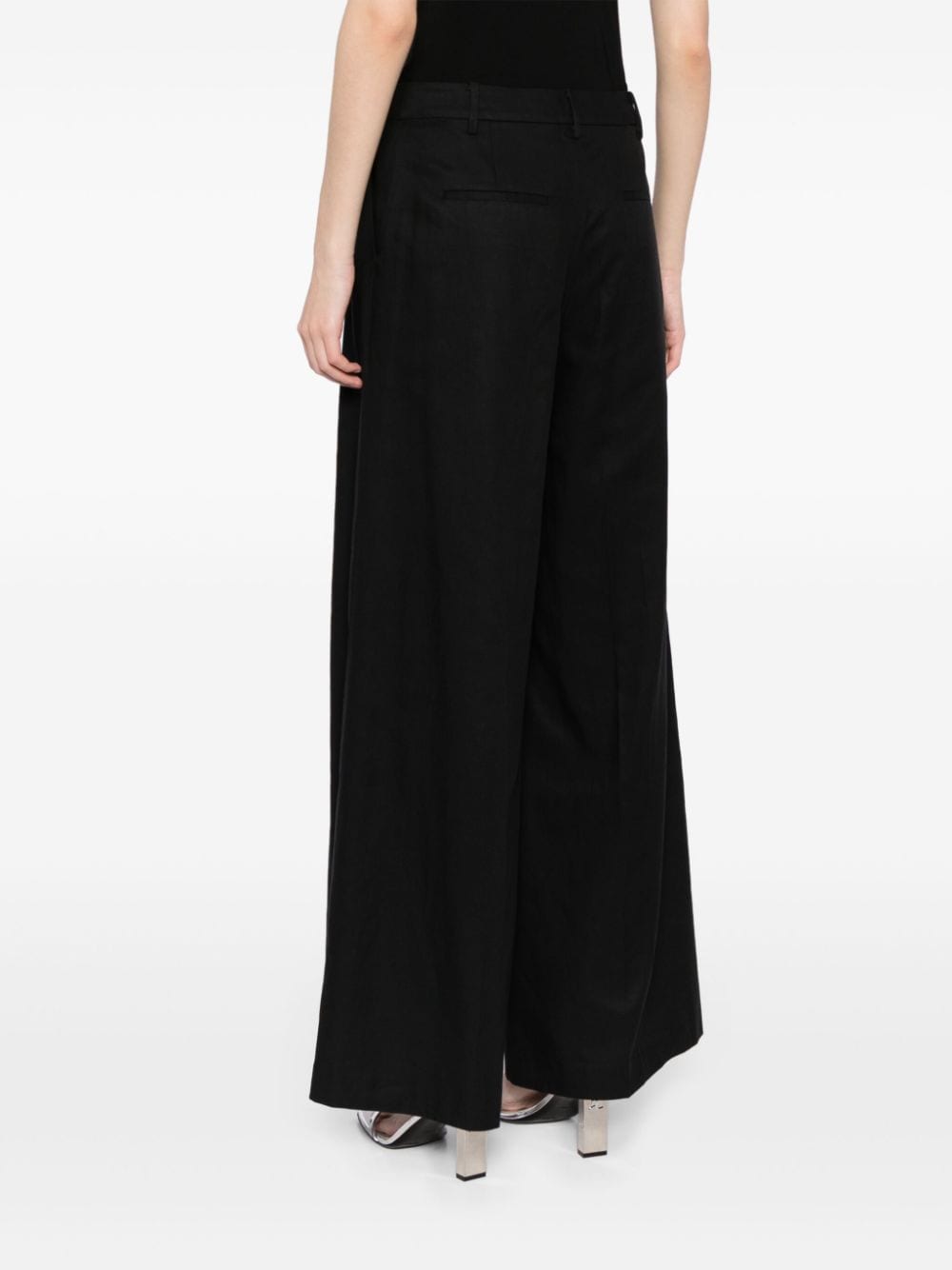 Shop Karl Lagerfeld Pleated Wide-leg Trousers In Black