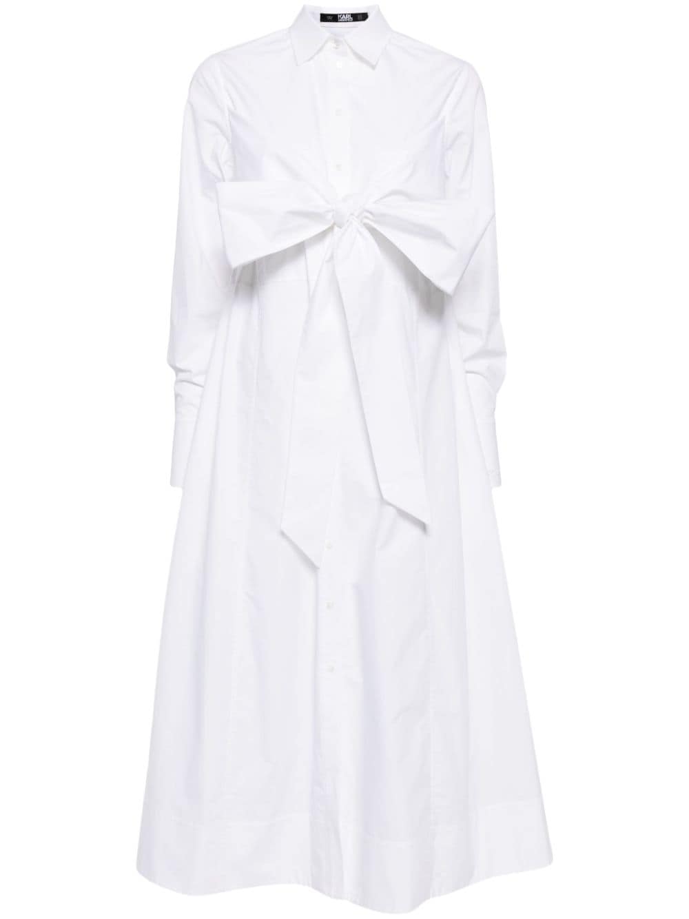 Karl Lagerfeld Bow-detail Cotton Shirtdress In White