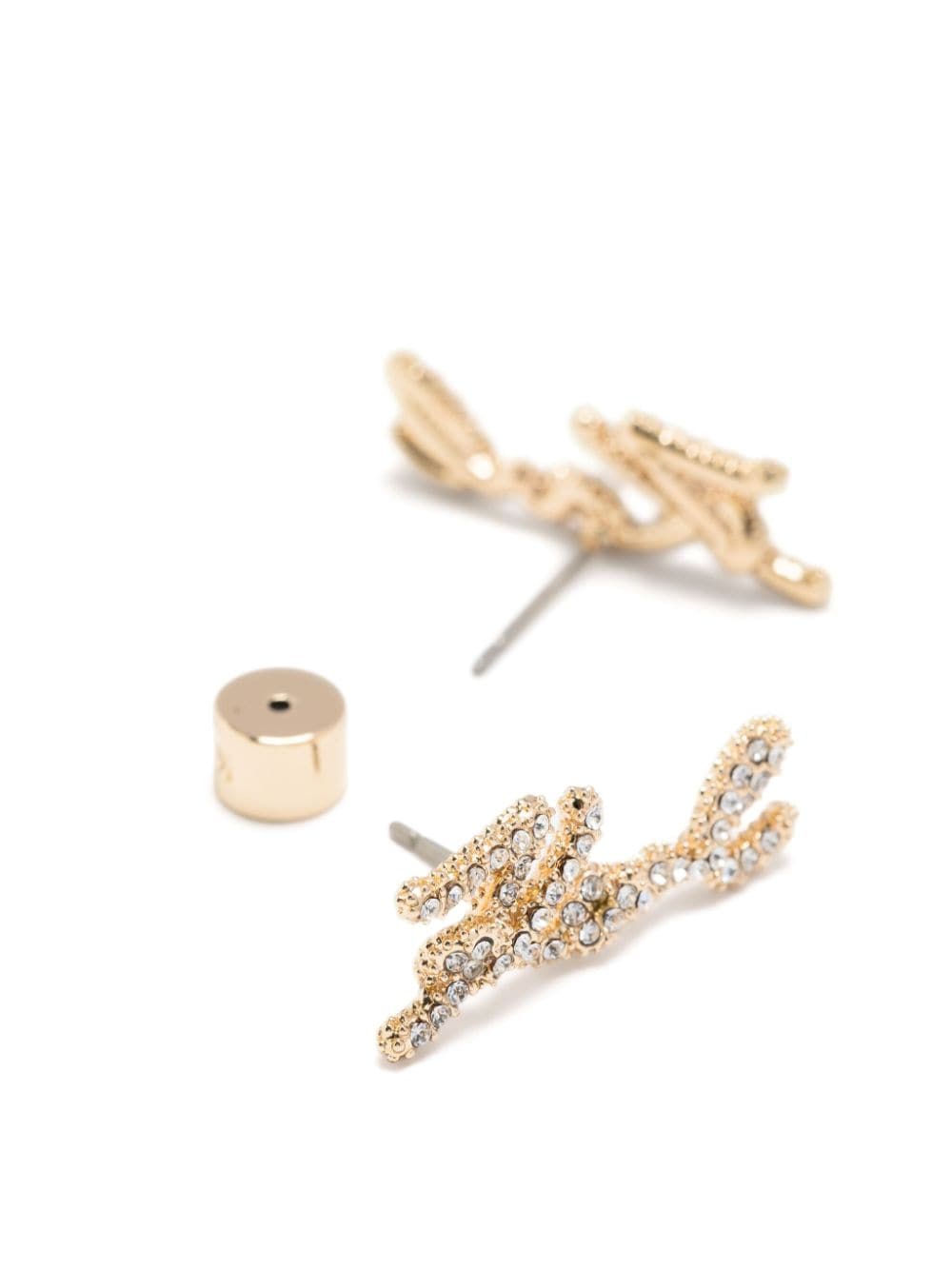 Shop Karl Lagerfeld K/signature Pavé Stud Earrings In Gold