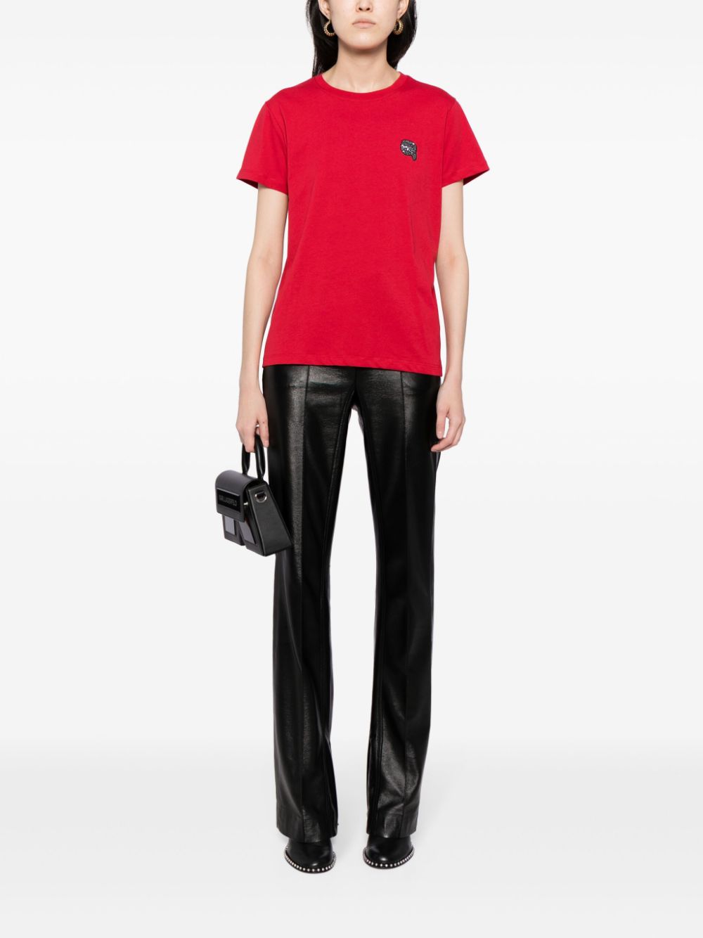 Shop Karl Lagerfeld Ikonik 2.0 Cotton T-shirt In Red