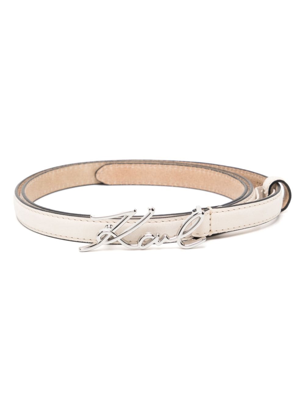 Karl Lagerfeld K Signature Leather Belt In Neutral