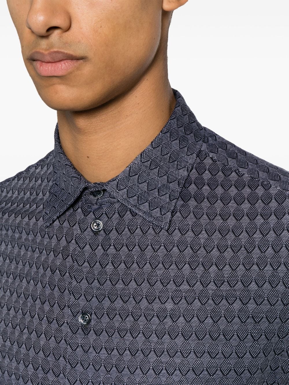 Emporio Armani Overhemd met geometrisch patroon Blauw