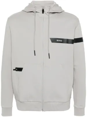 BOSS logo stripe Hooded Jacket Farfetch