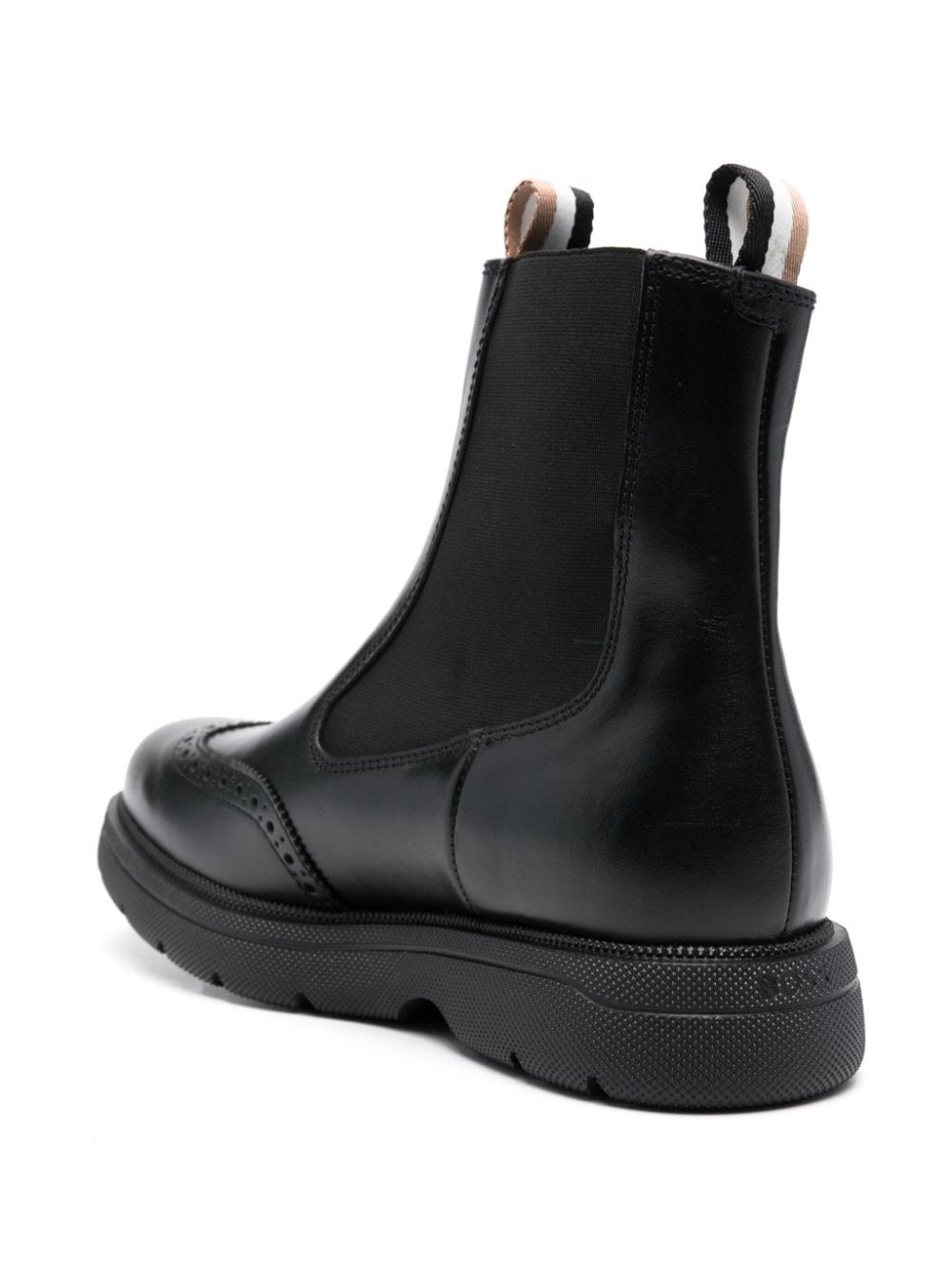 Shop Hugo Boss Panelled Leather Ankle Boots In Black