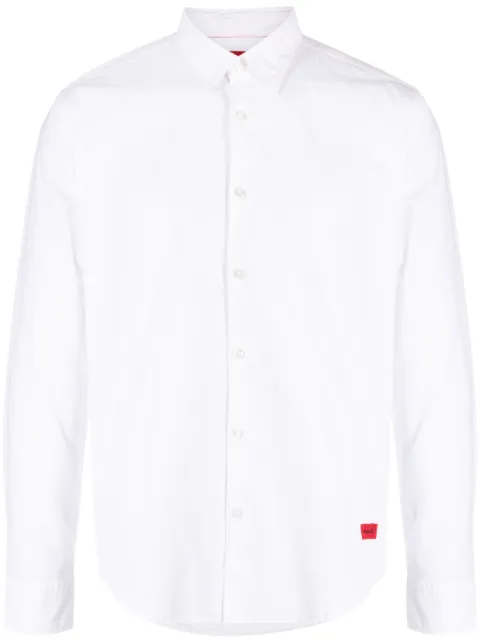 HUGO logo-embroidered cotton shirt