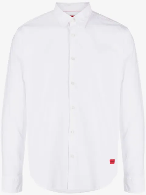 HUGO logo-embroidered cotton shirt
