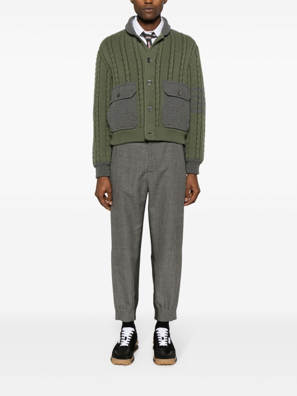 Thom Browne Kabelgebreid vest met colourblocking - Groen