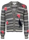 Thom Browne intarsia-knit wool-blend cardigan - Grey
