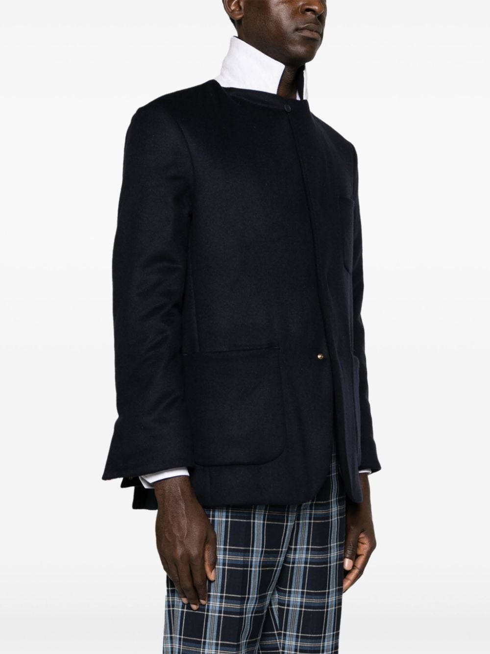 Shop Thom Browne Padded Cashmere Shirt Jacket In Blue