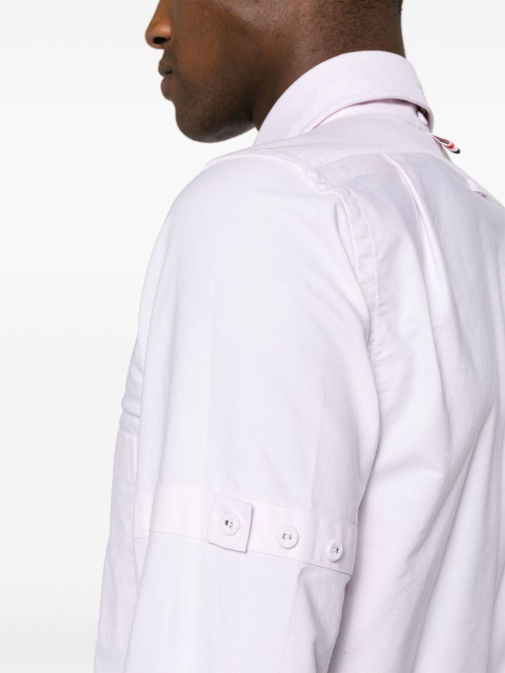 Shop Thom Browne Logo-patch Cotton Shirt In Pink