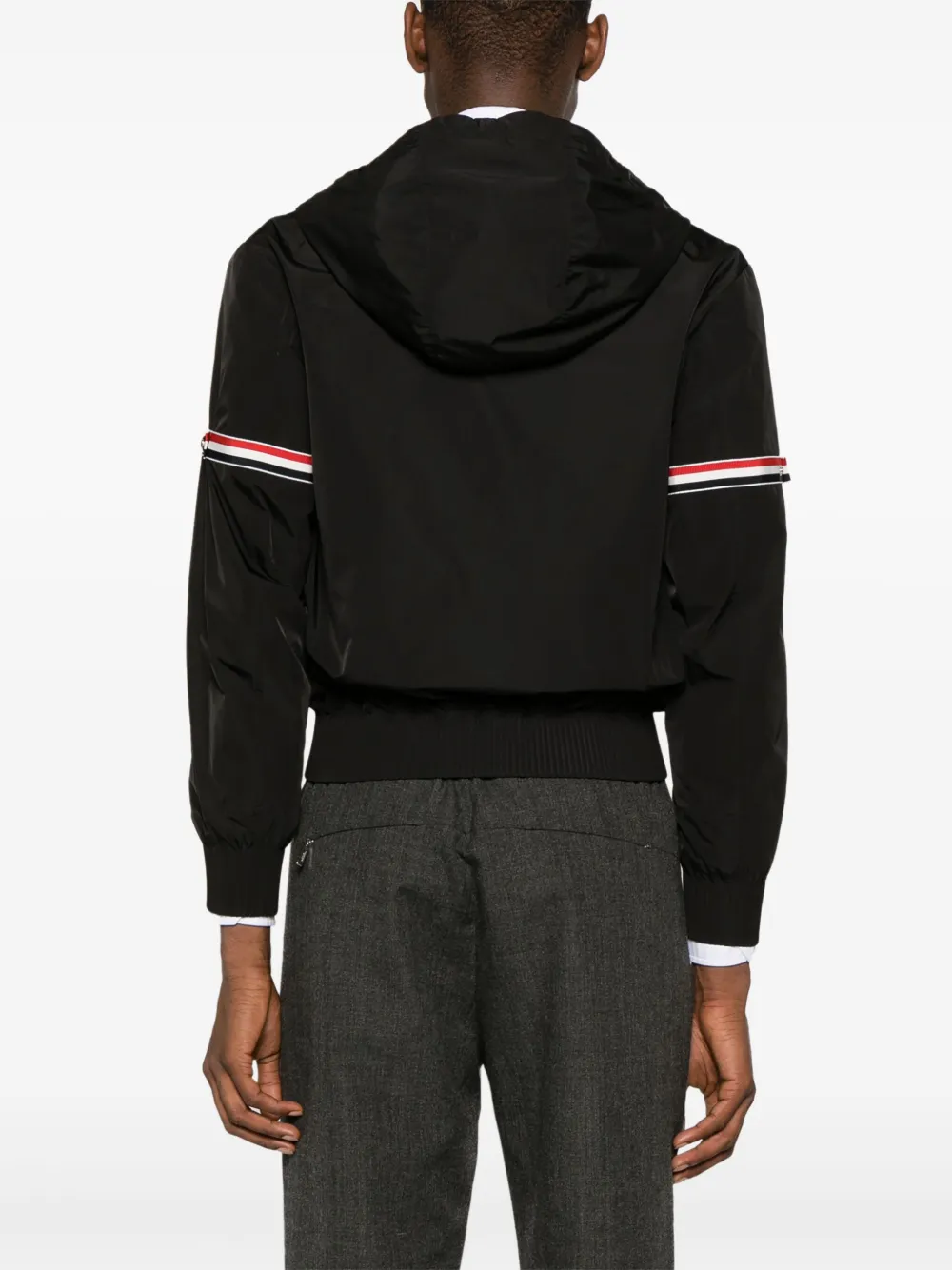 Thom Browne Jack met capuchon en RWB-streep Zwart