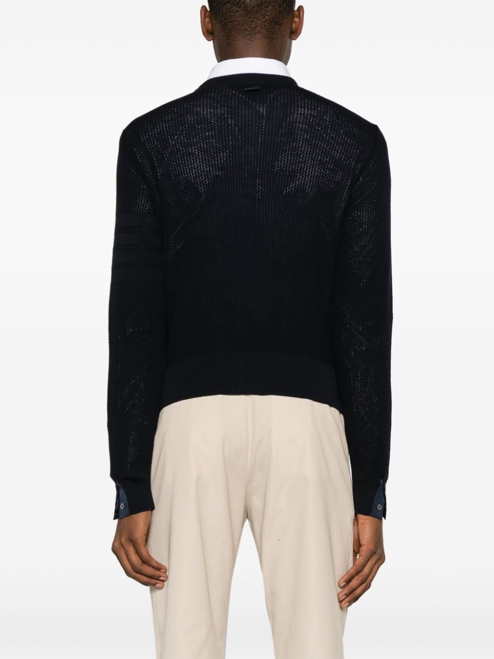 Shop Thom Browne 4-bar Waffle-knit Jumper In 蓝色