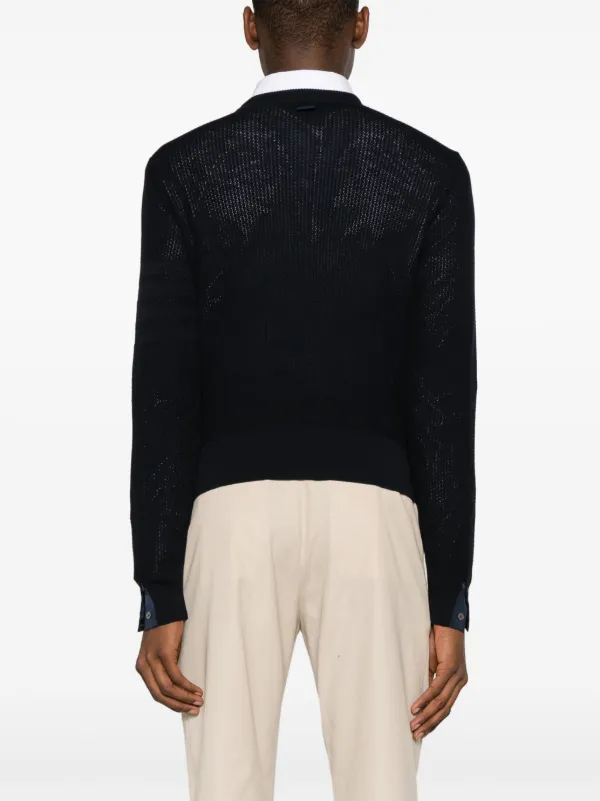 THOM BROWNE コットン ストライプ ワッフル ニット THOM BROWNE Striped waffle-knit cotton sweater | THE OUTNET