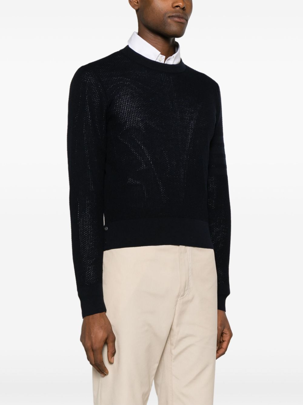 Shop Thom Browne 4-bar Waffle-knit Jumper In 蓝色