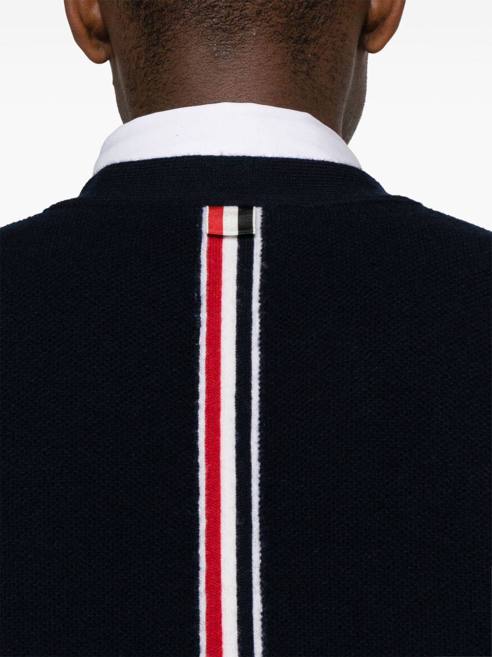 Shop Thom Browne Brushed-effect Virgin-wool Cardigan In Blue