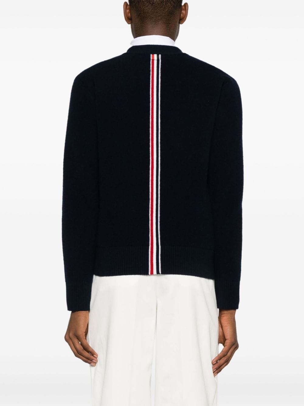 Shop Thom Browne Brushed-effect Virgin-wool Cardigan In Blue