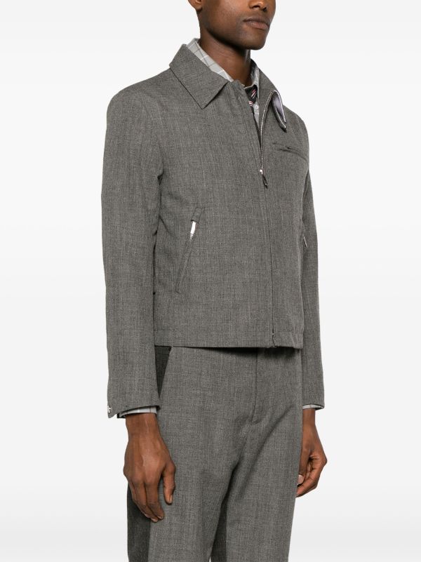 Thom Browne zip-up Wool Shirt Jacket | Grey | FARFETCH IN