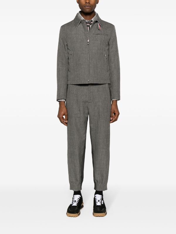 Thom Browne zip-up Wool Shirt Jacket | Grey | FARFETCH IN