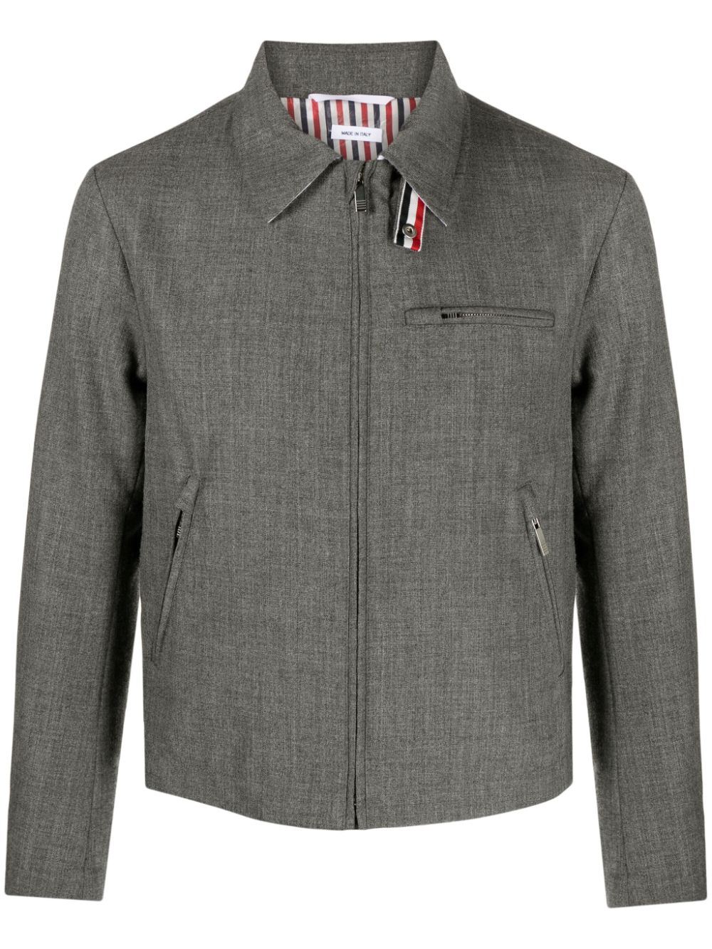 Thom Browne Zip-up Wool Shirt Jacket In Gray