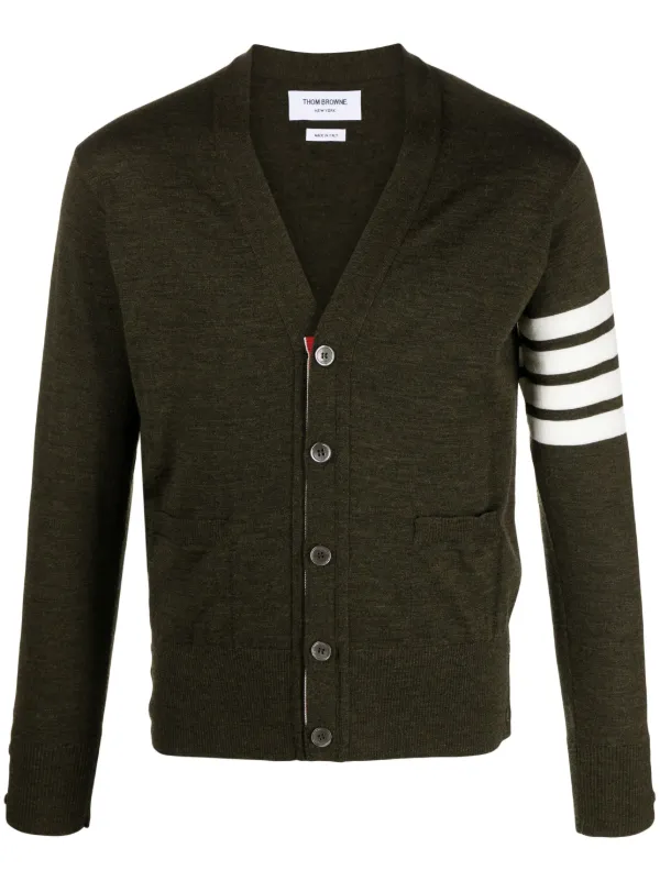 ジャケット THOM BROWNE 4 BAR CARDIGAN Textured Stitch Cardigan Jacket In Linen Cotton W/ 4 Bar