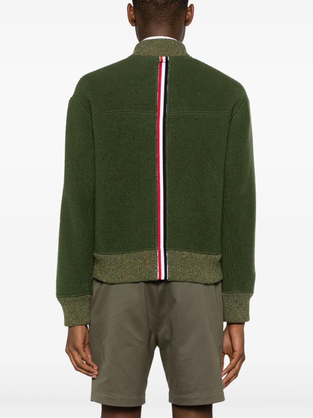 Shop Thom Browne Speckled-trim Wool Bomber Jacket In Green