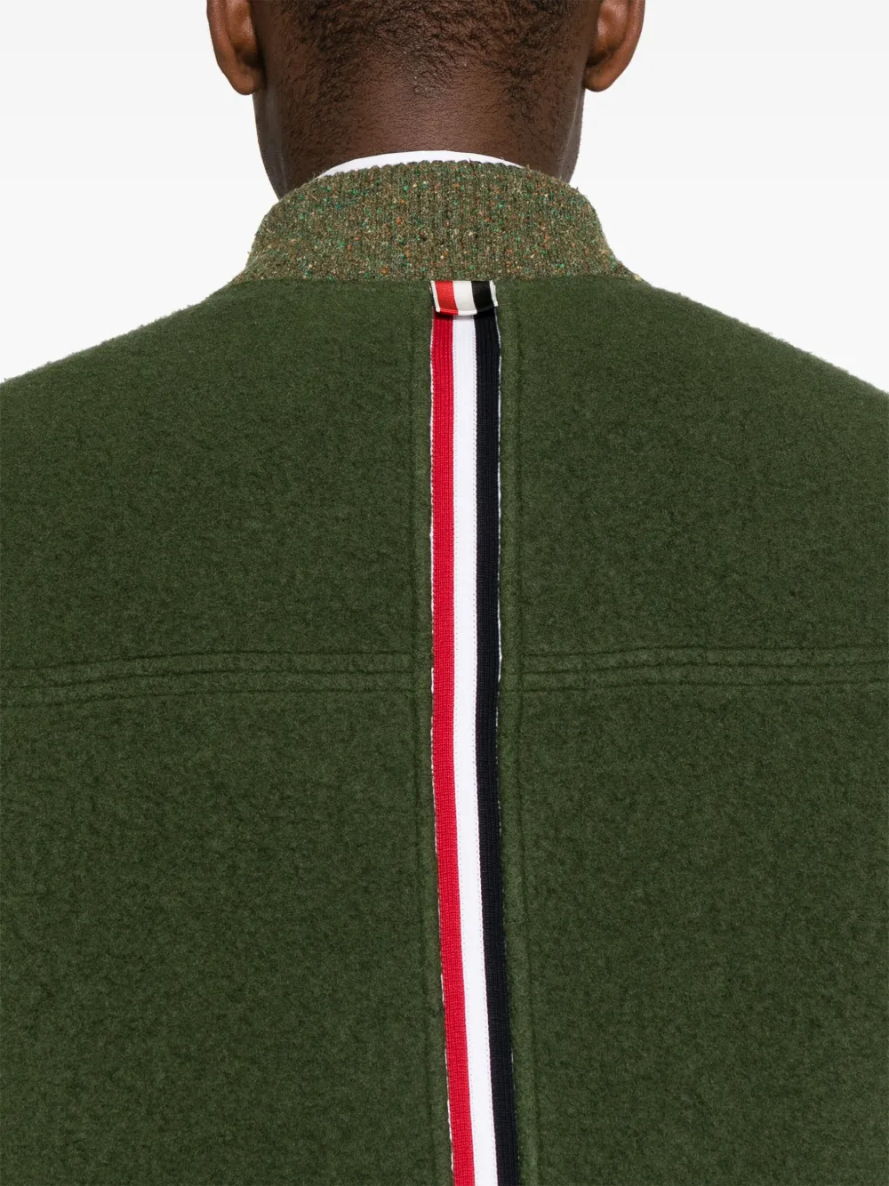 Shop Thom Browne Speckled-trim Wool Bomber Jacket In Green