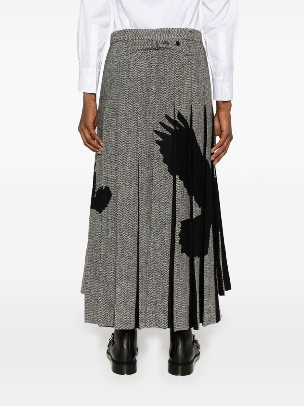 Shop Thom Browne Low-rise Ankle-length Pleated Skirt In Black