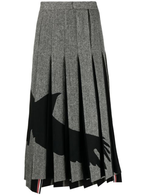 Thom Browne low-rise ankle-length pleated skirt