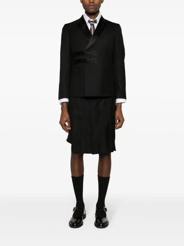 Thom Browne notched-lapels Wool Blazer | Black | FARFETCH JO