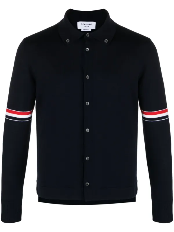 Thom Browne RWB Stripe Wool Cardigan Blue FARFETCH MY