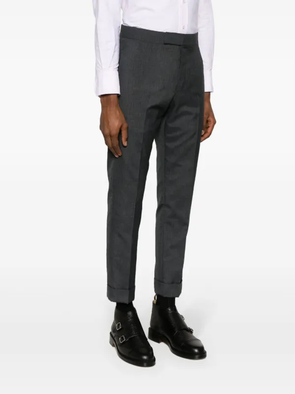thom browne dress pants THOM BROWNE Size 2 Grey Wool Textured Flat Front Dress Pants  Sui Generis  Designer Consignment