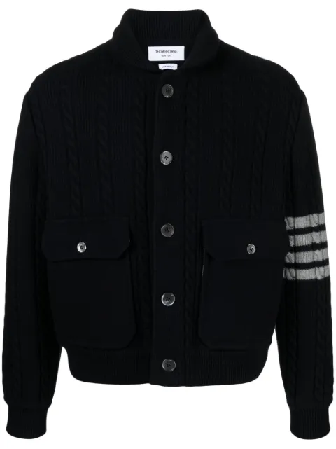 Thom Browne 4-Bar stripe cable-knit jacket
