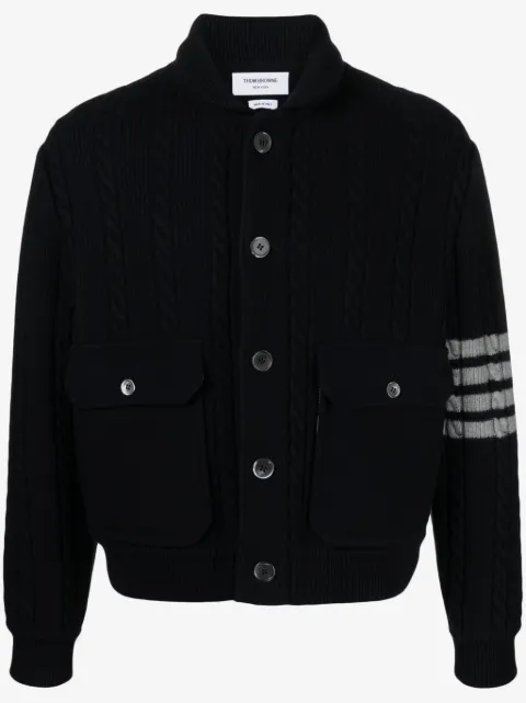 Thom Browne 4-Bar stripe cable-knit jacket