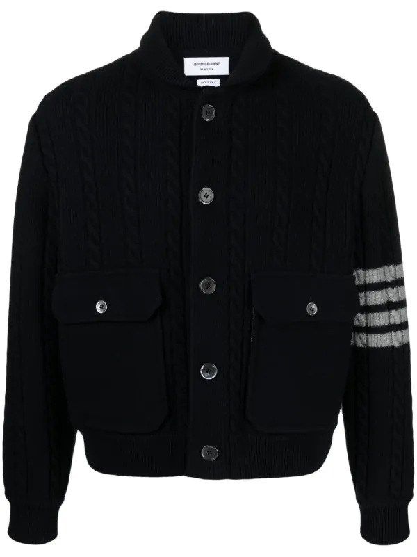Thom Browne 4BAR ケーブルニット ジャケット | ブルー | FARFETCH JP