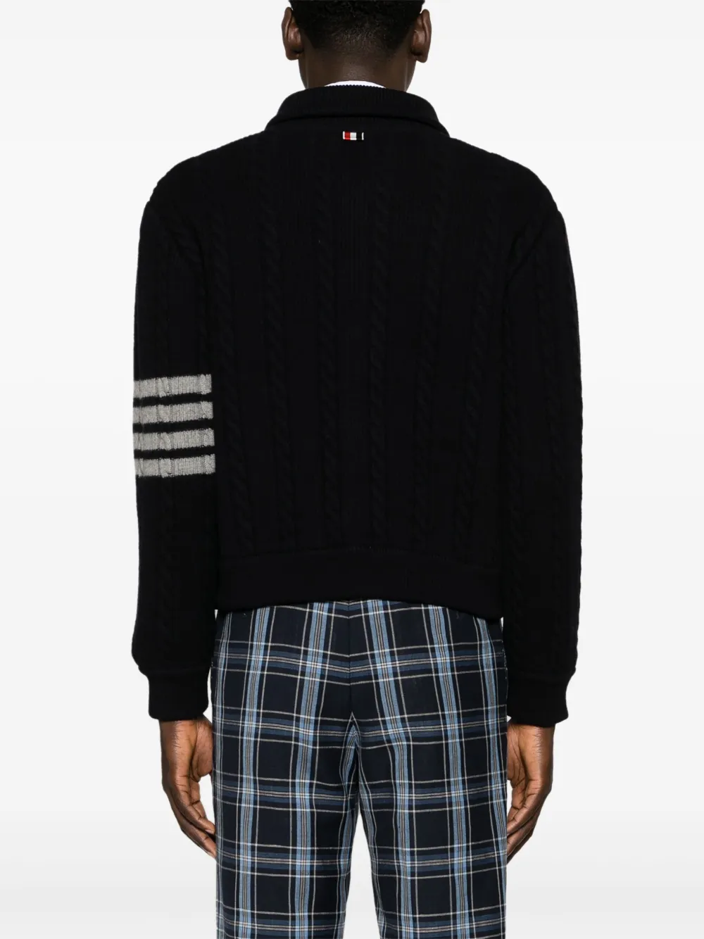 Thom Browne Gestreept kabelgebreid jack Blauw