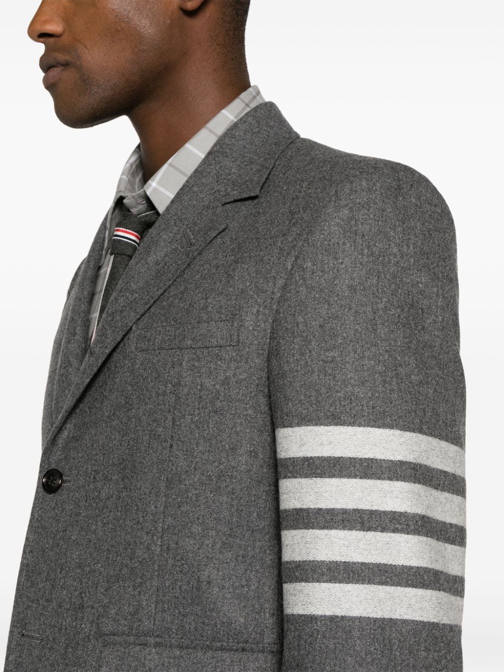 Shop Thom Browne 4-bar Stripe Single-breasted Blazer In Grey