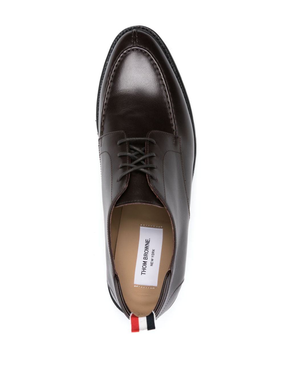 Shop Thom Browne Leather Derby Shoes In Brown