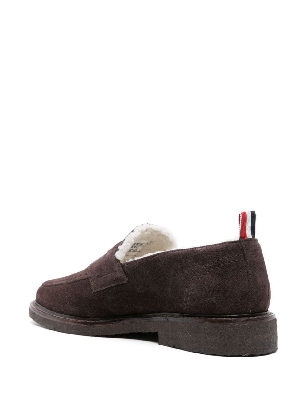 Shop Thom Browne Shearling-lining Suede Penny Loafer In Brown