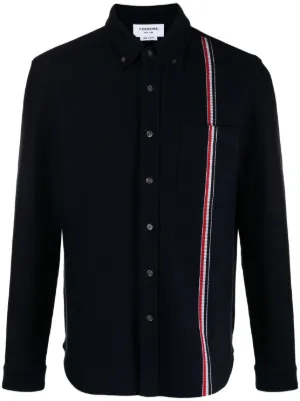 Thom Browne ミディアムグレー ウール スナップフロント 4BAR シャツ